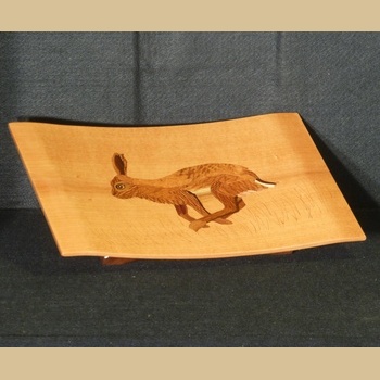 T80- running hare on birds eye maple